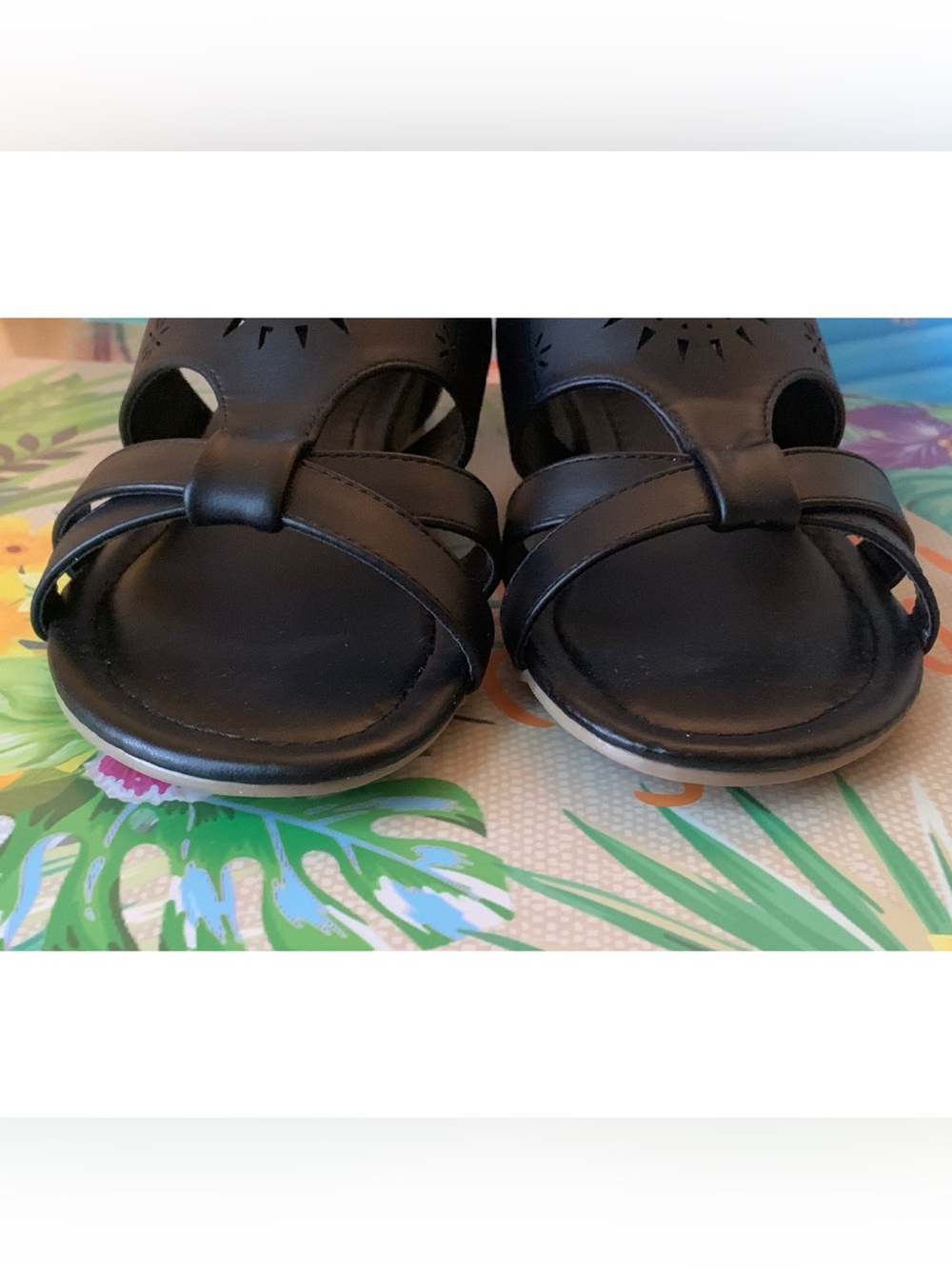 VTG Sunburst Gladiator Black Ankle Sandals 8 Wide - Picture 12 of 13